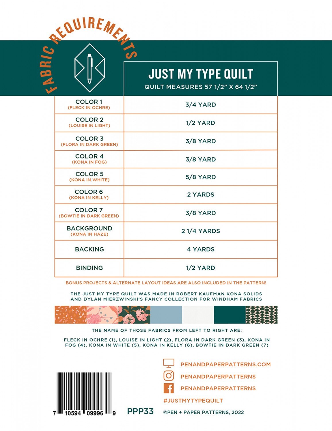 Just My Type Quilt Pattern PPP33 from Pen & Paper Patterns By Lindsey Neill