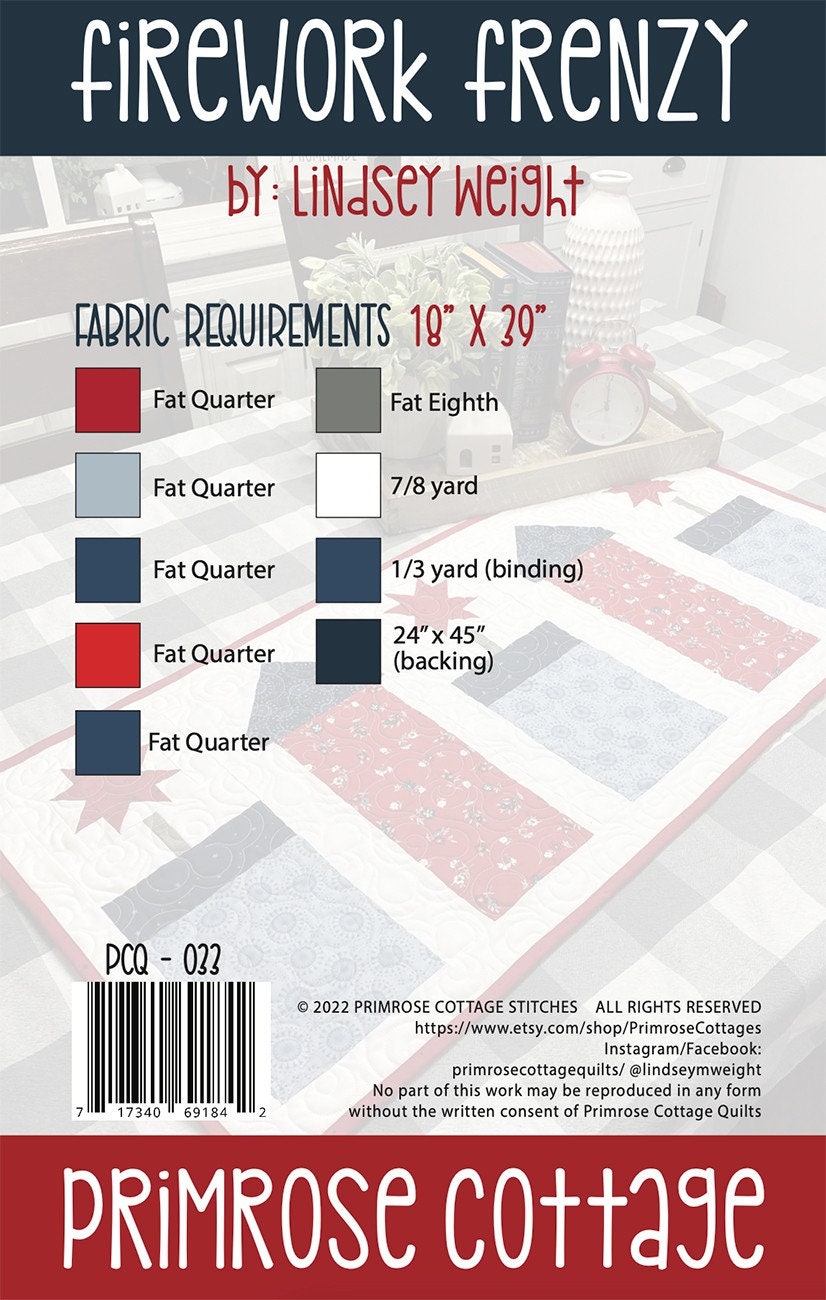 Firework Frenzy Quilt Pattern PCQ-033 Fat Quarter Friendly Primrose Cottage Quilts