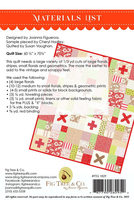 Vintage Scrapworks Quilt Pattern Only FTQ1829 by Fig Tree and Co. Finished Size 60 1/2" x 70 1/2"
