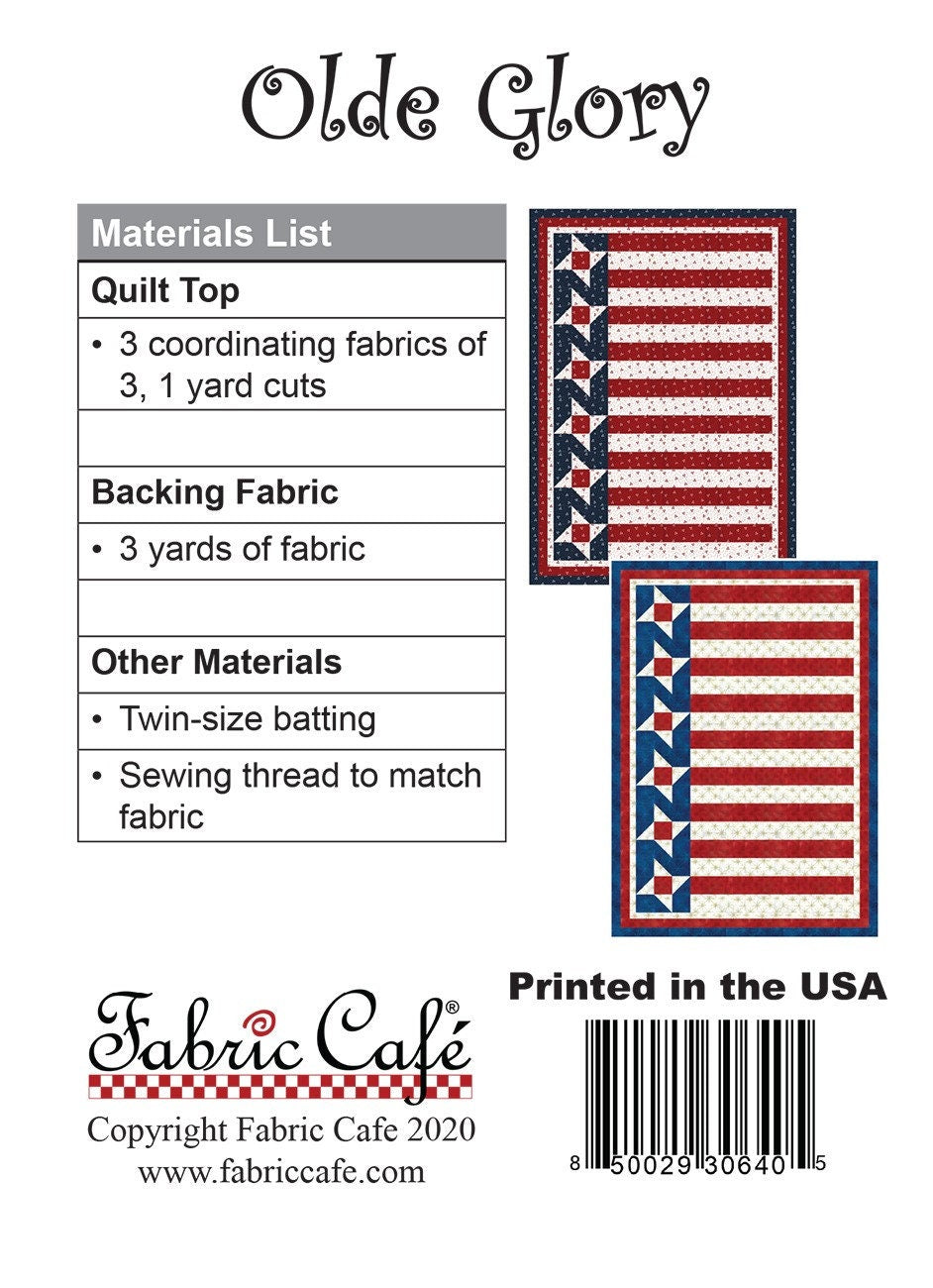 Olde Glory Mini Quilt Pattern by Fabric Cafe #092026-01 Bin MP
