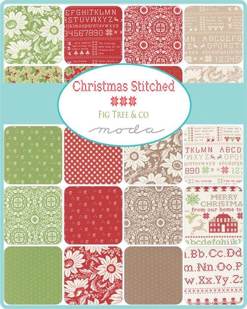 Christmas Stitched Mini Charm Pack 2.5" Squares 20440MC by Fig Tree and Co for Moda Fabrics