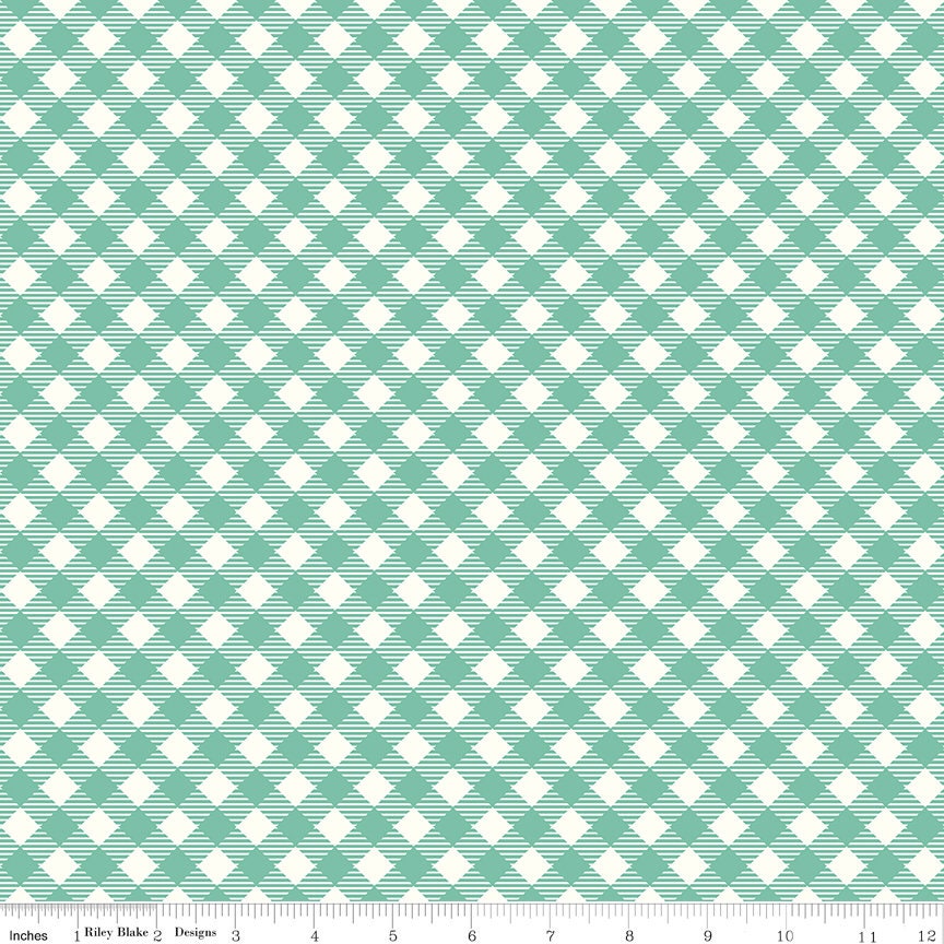 Bee Ginghams Sea Glass Bee Ginghams Debbie C12550-Seaglass by Lori Holt for Riley Blake Sold in 1/2 yard Increments