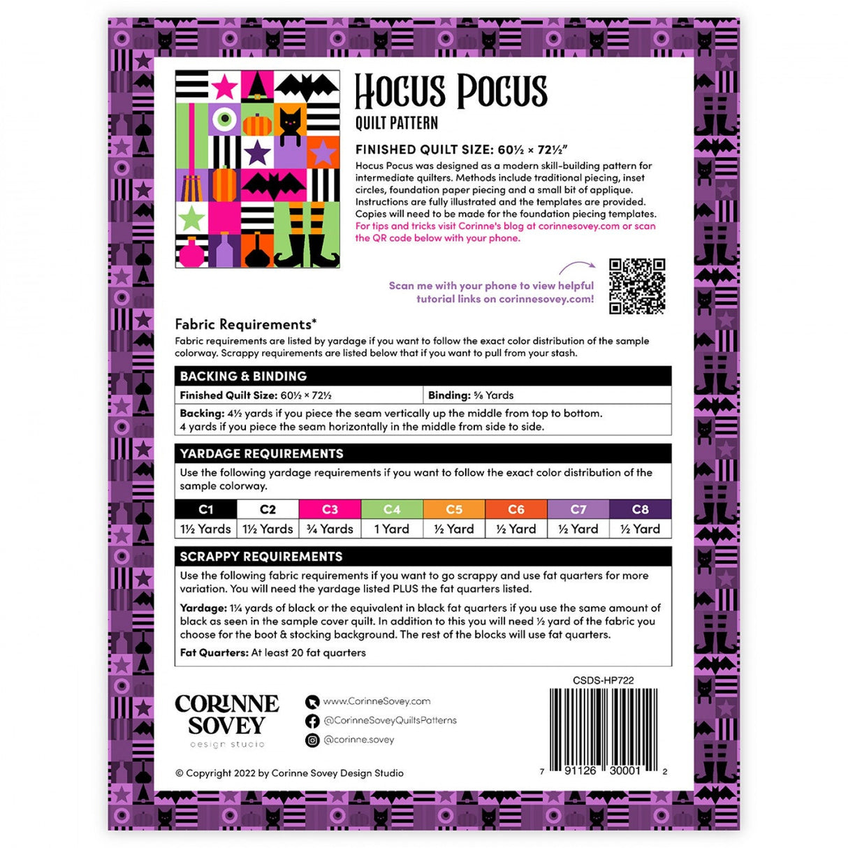 Hocus Pocus Quilt Pattern by Corinne Sovey of Design Studio 60-1/2in x 72-1/2in