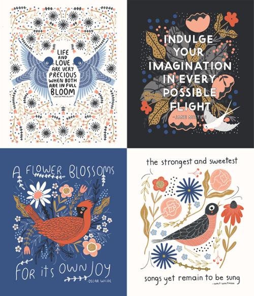 Birdsong Panel Multi 48350 11 by Gingiber 36" x 44" for Moda