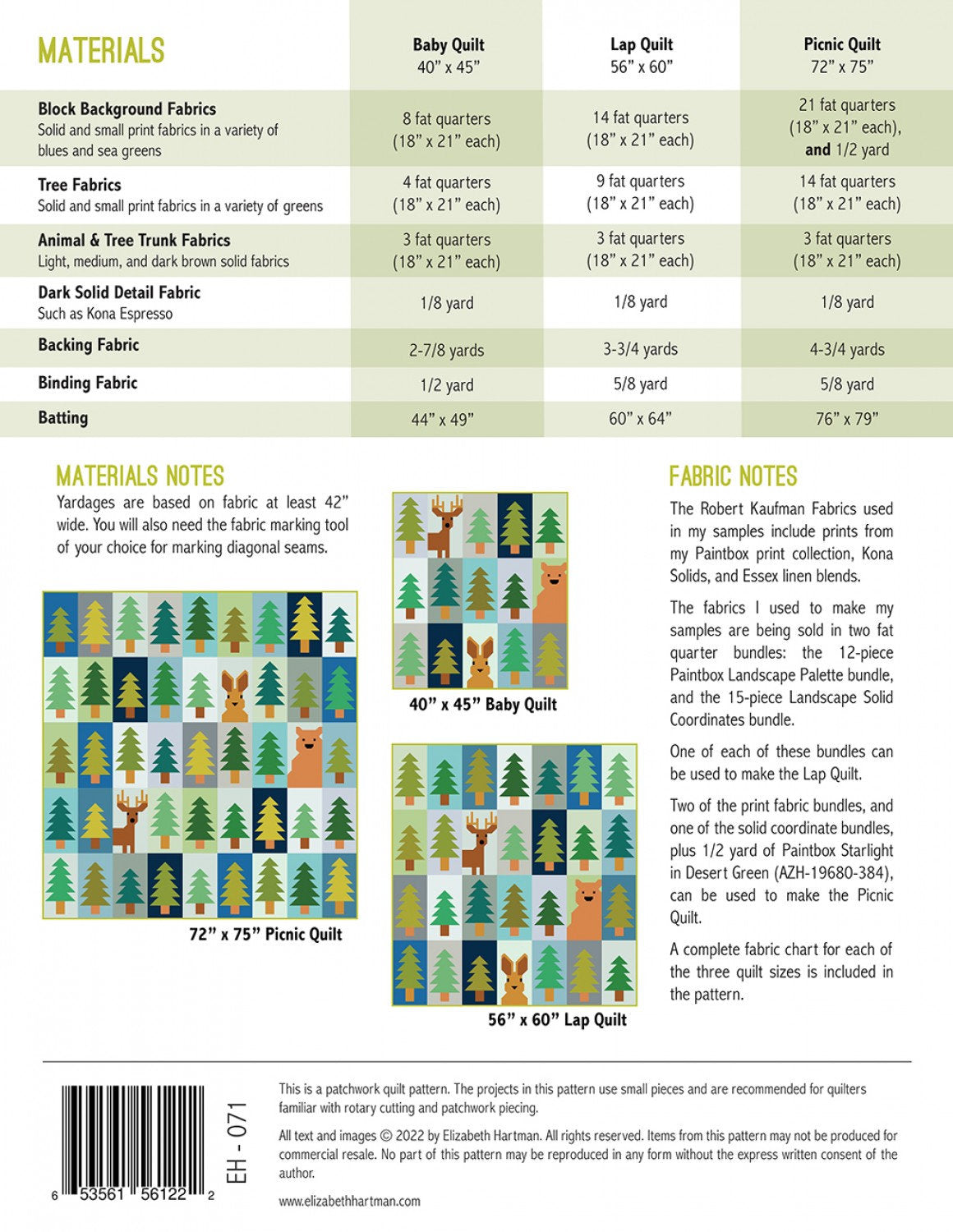 Lookout Quilt Pattern EH071 by Elizabeth Hartman 56 x 60