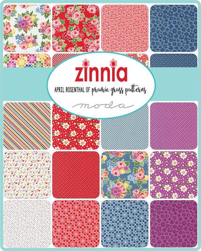 Zinnia Down Pour Lake Yardage 24135 27 by April Rosenthal Sold in 1/2 yard increments
