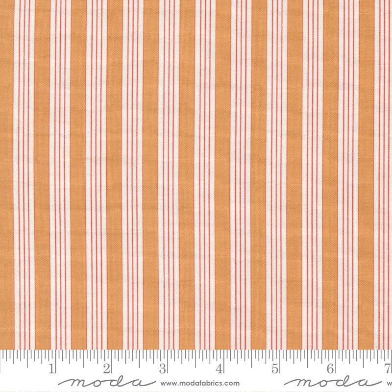 Fruit Cocktail Ticking Stripe Tangerine by Fig Tree and Co. 20467-17 Sold in 1/2 yard increments