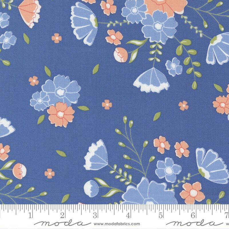 Peachy Keen Moonlit Meadow Cobalt 29170-16 by Corey Yoder Sold in 1/2 yard increments cut continuously