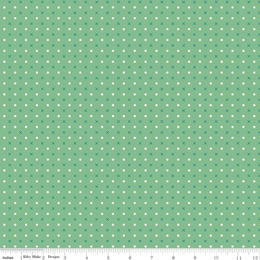 Bee Dots Mary Leaf Yardage C14178-Leaf by Lori Holt of A Bee in My Bonnet Sold in 1/2 yard increments