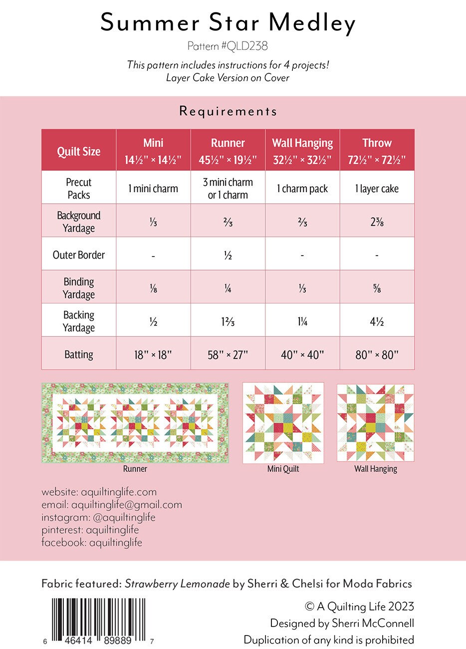 A Quilting Life Summer Star Medley QLD 238 A Quilting Life Designs by Sherri McConnell Quilting Life Designs