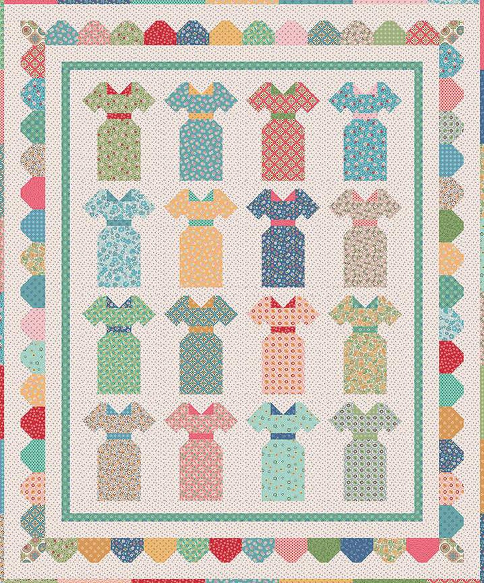 Millie's Dresses Quilt Pattern ISE-275, By Lori Holt of Bee in My Bonnet. Finished sizes: 58.5" x 70.5"