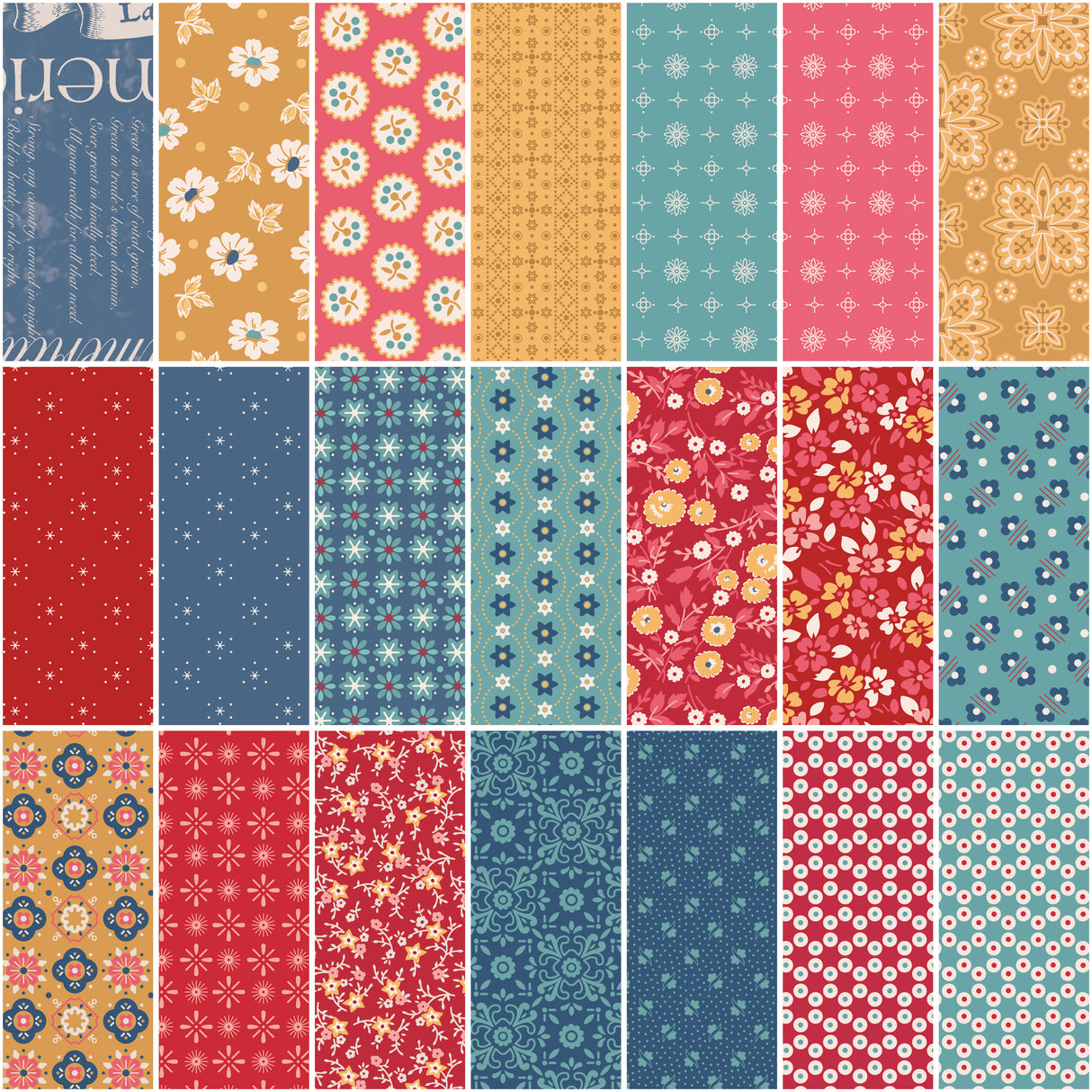 Americana Fat Eighth Bundle by Lori Holt for Riley Blake designs contains all 52 prints