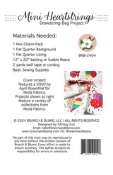 Mini Heartstrings Drawstring Bag Pattern BNB 2404 by Chrissy Lux for Sew Lux Fabric 6"x 6" x 2"