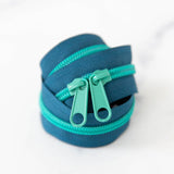 30" Zipper Tealtastic includes 2 zipper pulls - SSCZ21 by Stitch Supply Co.