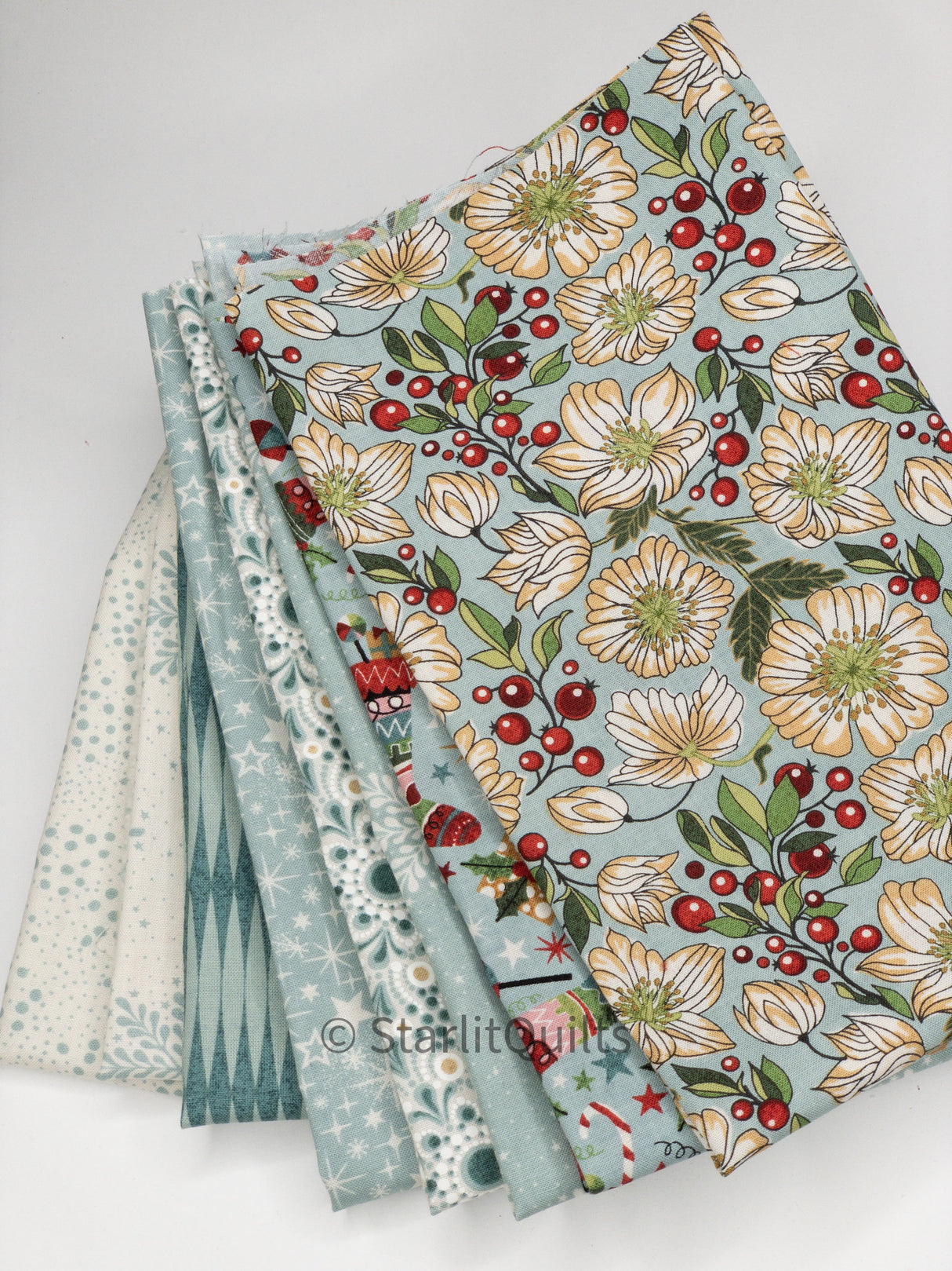 Jolly Good Frost Color Bundle includes 8 Fat Quarter Prints
