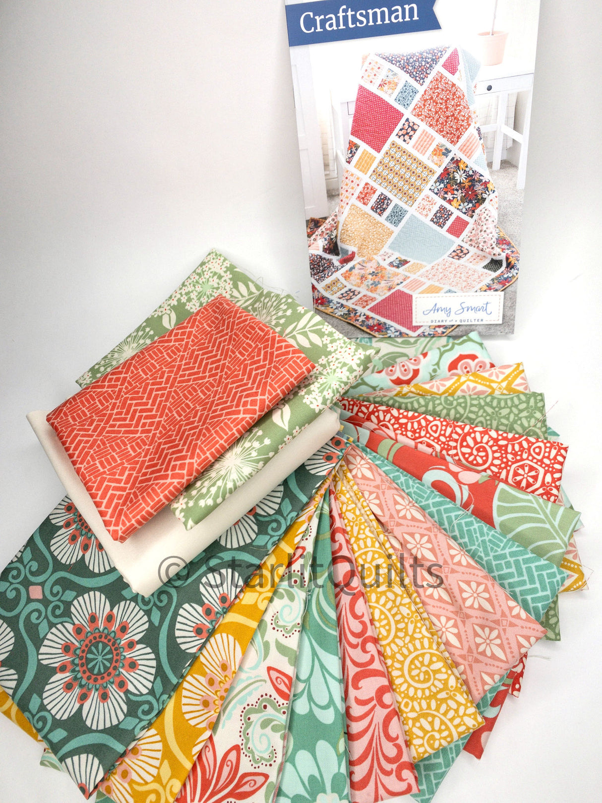 Craftsman Quilt Kit Fabric and Binding Fabric is Tangofinished size is throw 77" x 90"