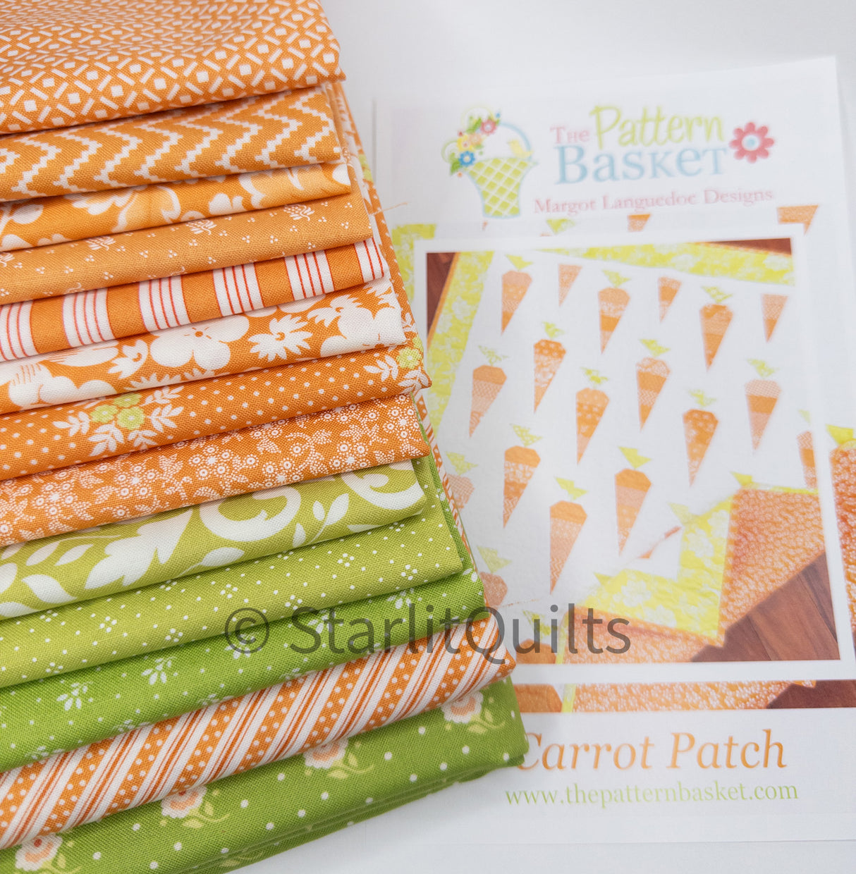 Carrot Patch Quilt Kit by The Pattern Basket, Margot Designs TPB2410 Pattern finished size 40in x 45