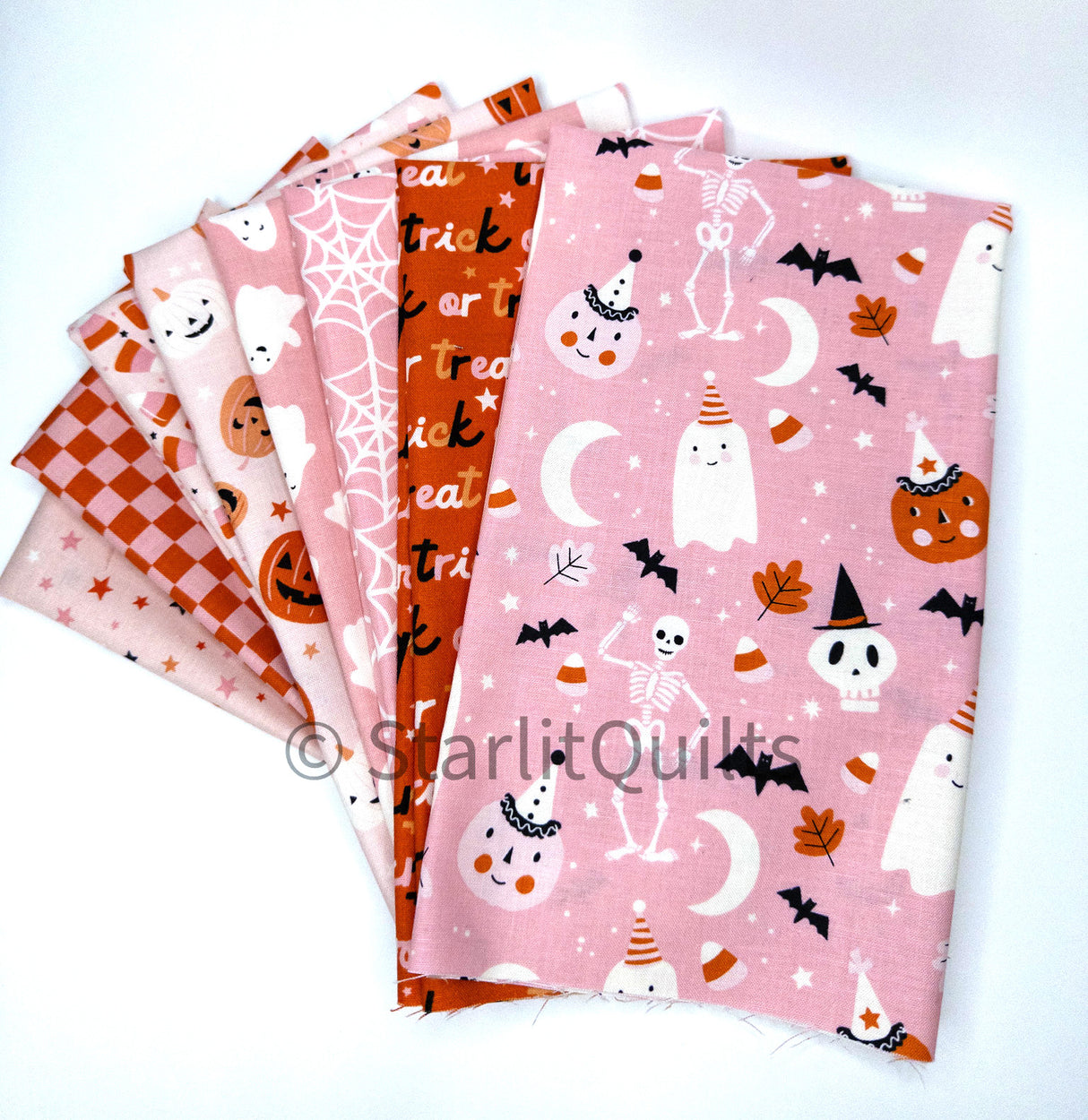 Hey Pumpkin Pink Color Bundle Includes 8 Fat Quarters cut by Starlit Quilts