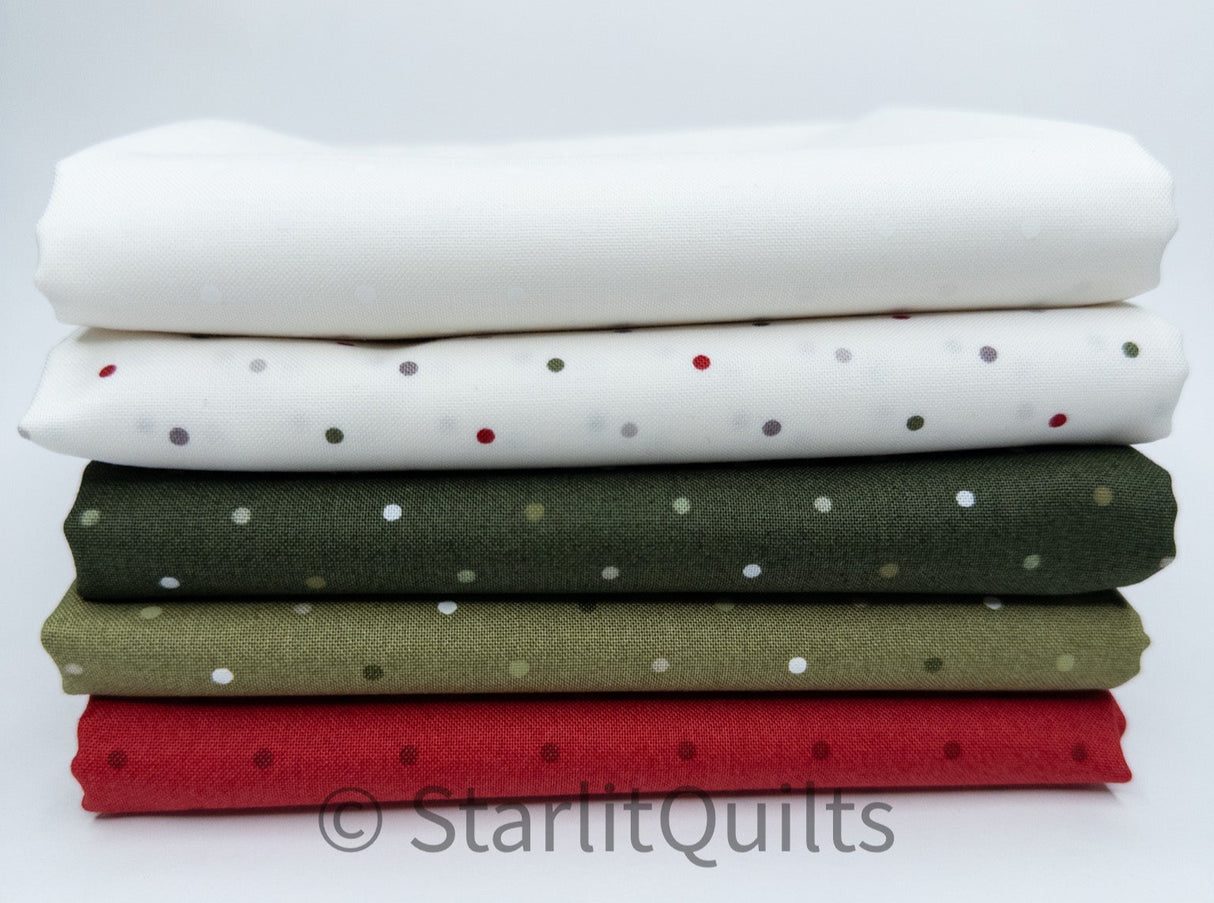 Berry And Pine Magic Dot Fat Quarter Bundle includes 5 Prints.