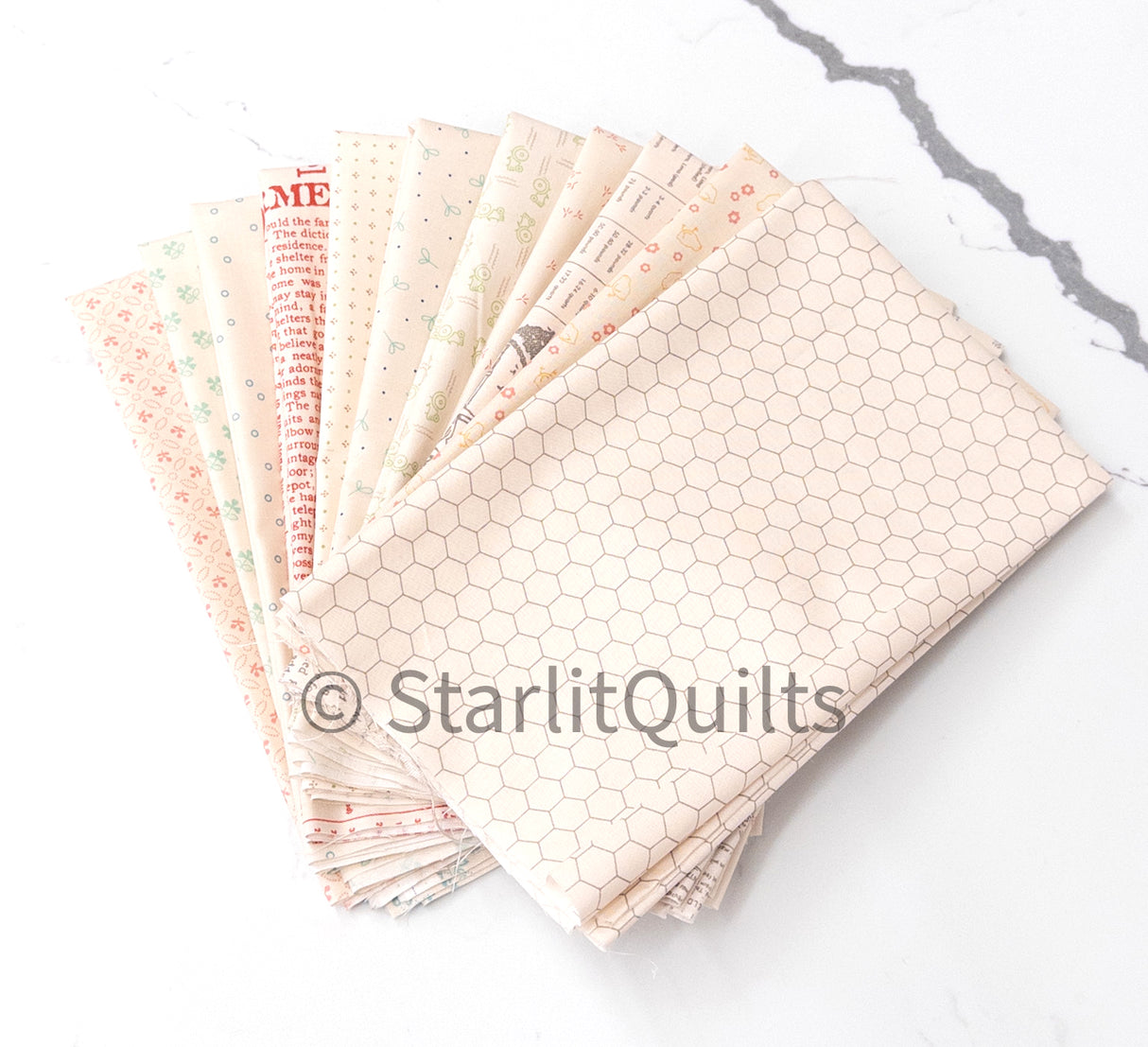 Lori Holt Farmers Daughter Low Volume Mini Fat Quarter Bundle includes 12 Fat Quarters custom cut