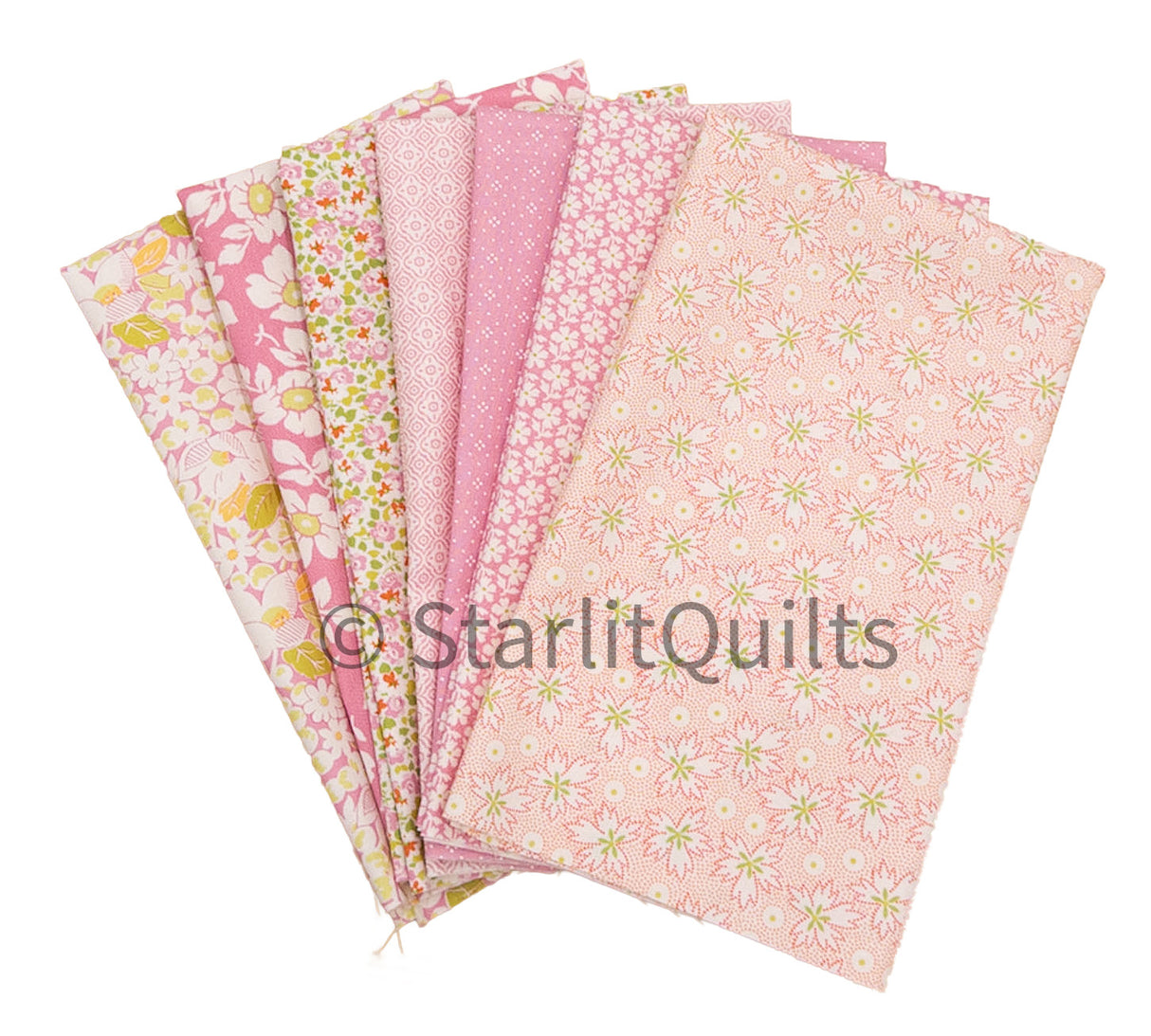 Summers End Pink Colorway bundle 7 Fat Quarters Cut by Starlit Quilts
