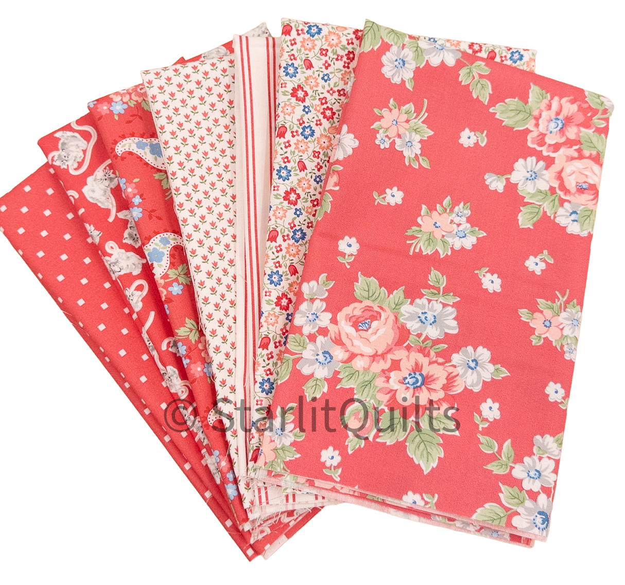 A Cat Named Stitch Dark Pink colorway Includes 7 Fat Quarters
