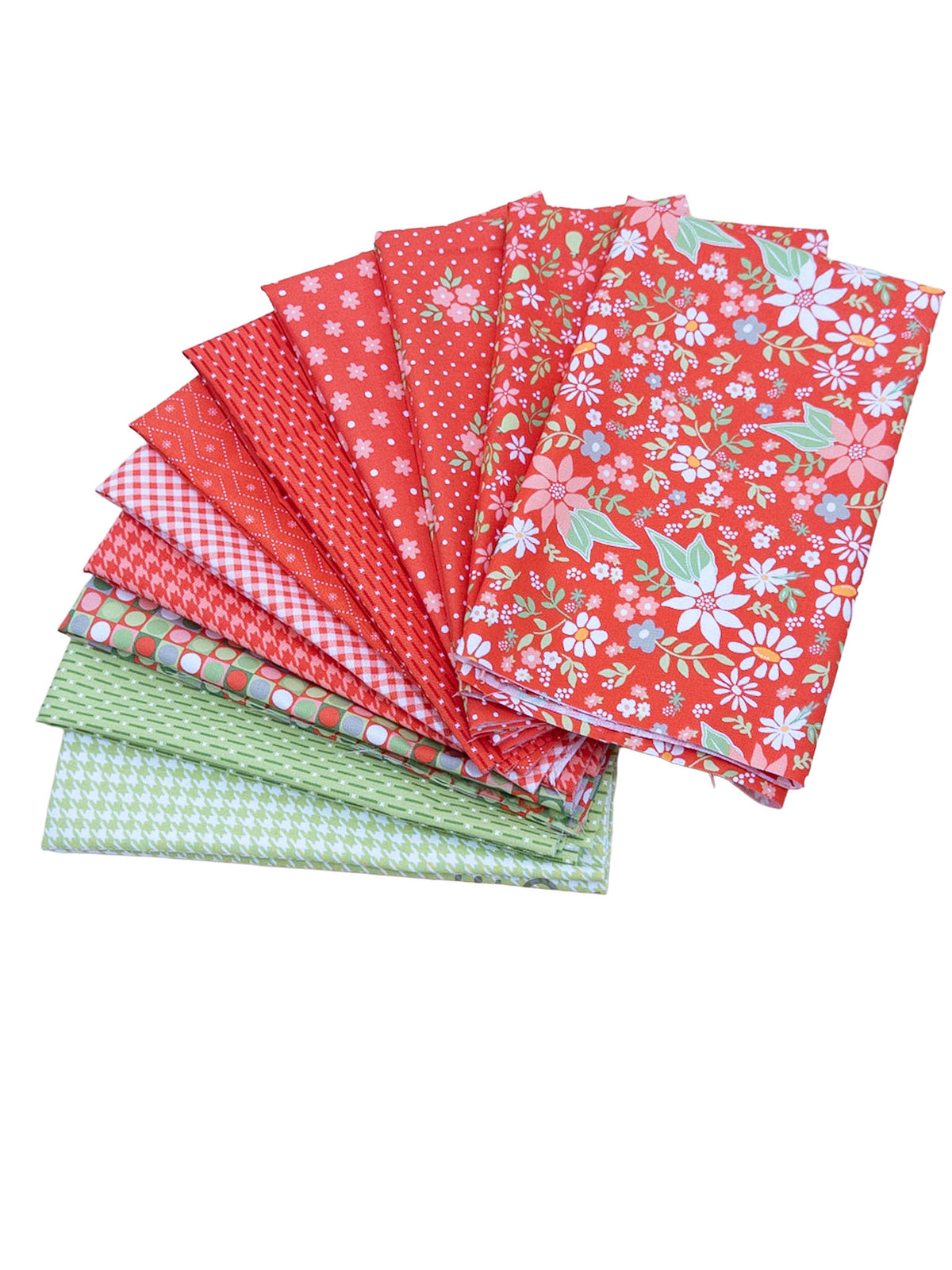Poinsettia and Pear Red Fat Quarter  Bundle includes 34 Fat Quarters