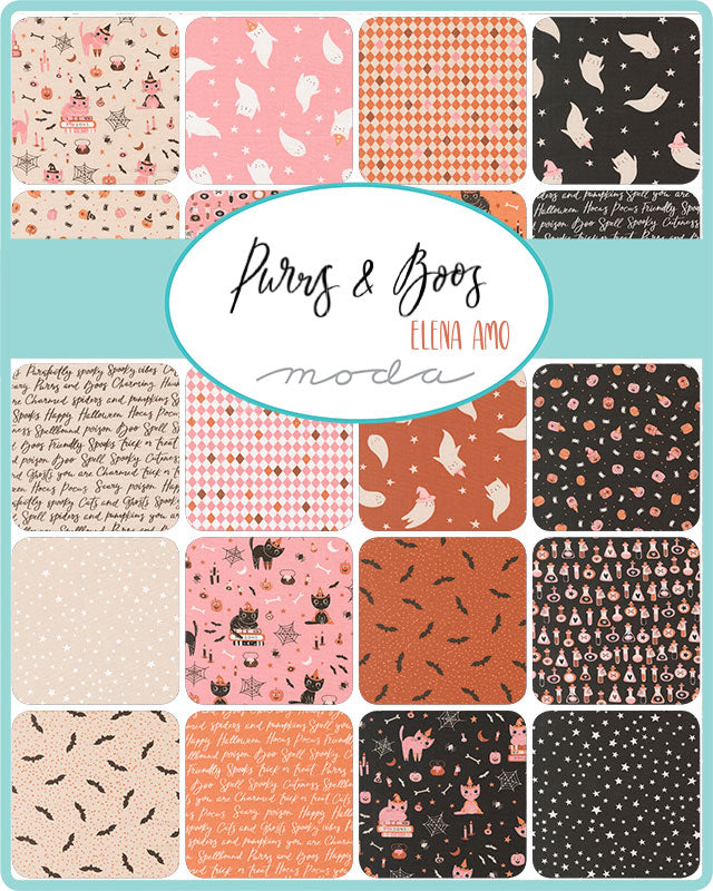 Five Star Pillow Kit featuring Purrs and Boos, includes Pattern and fabric for the pillow front and backing 18" x 18"