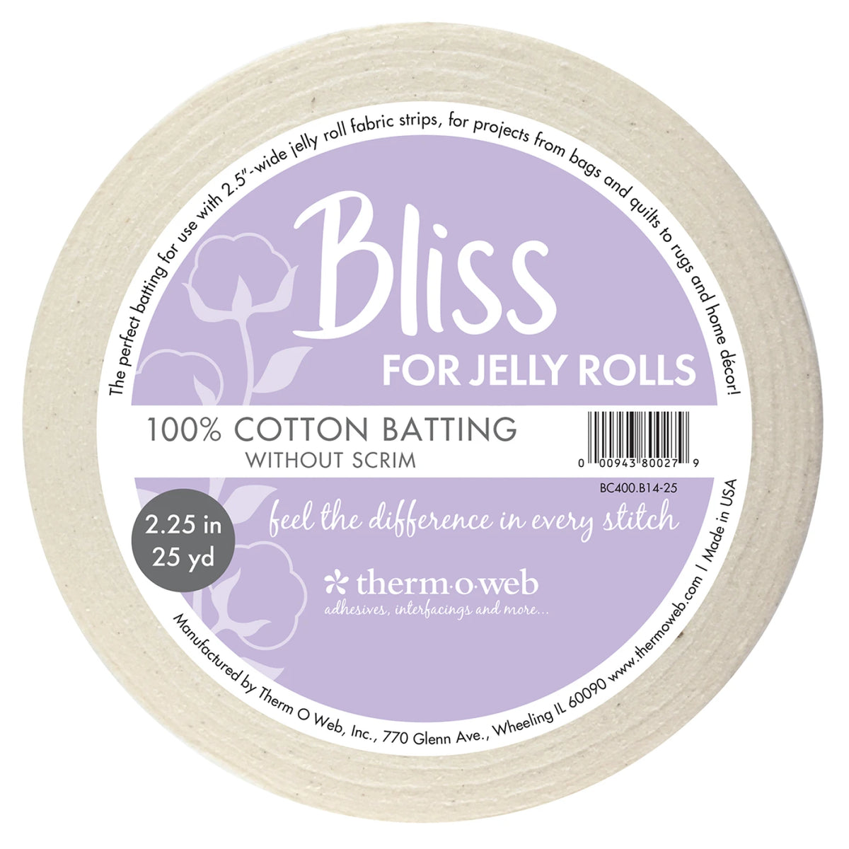Therm O Web Bliss 100% Cotton for Jelly Rolls 2-1/4in x 25yd