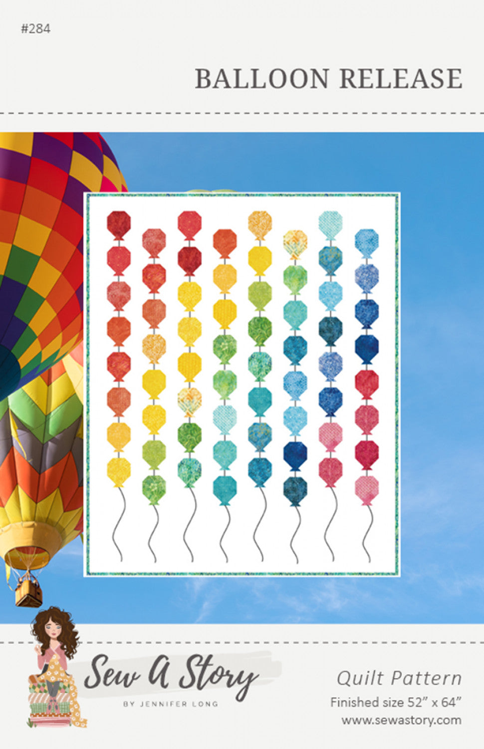 Ballon Release Quilt Pattern P284  From Sew A Story / Bee Sew Inspired By Jennifer Long -  52” x 64” lap size, Layer Cake friendly