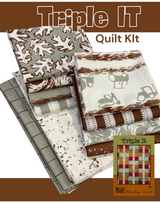 For My Boys Oliver Triple it Quilt Kit includes fabric for the Quilt Top, Binding and Pattern 42" x 50"