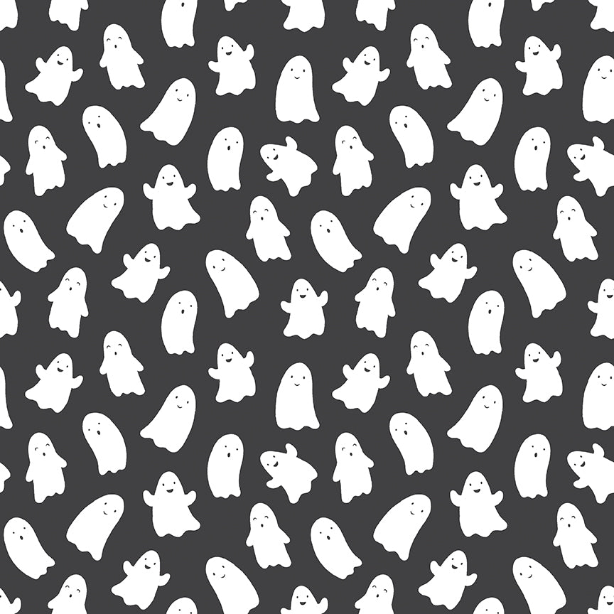 Hey Pumpkin Ghosts Charcoal Yardage C16032-Charcoal by My Mind's Eye for Riley Blake Designs Sold in 1/2 yard increments