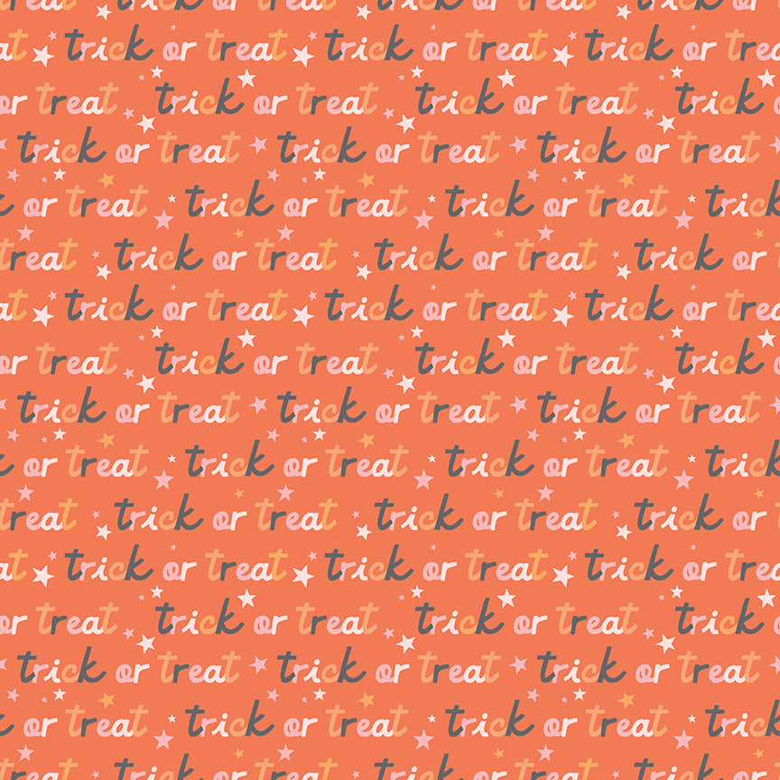 Hey Pumpkin Trick or Treat Orange Yardage C16034-Orange by My Mind's Eye for Riley Blake Designs Sold in 1/2 yard increments
