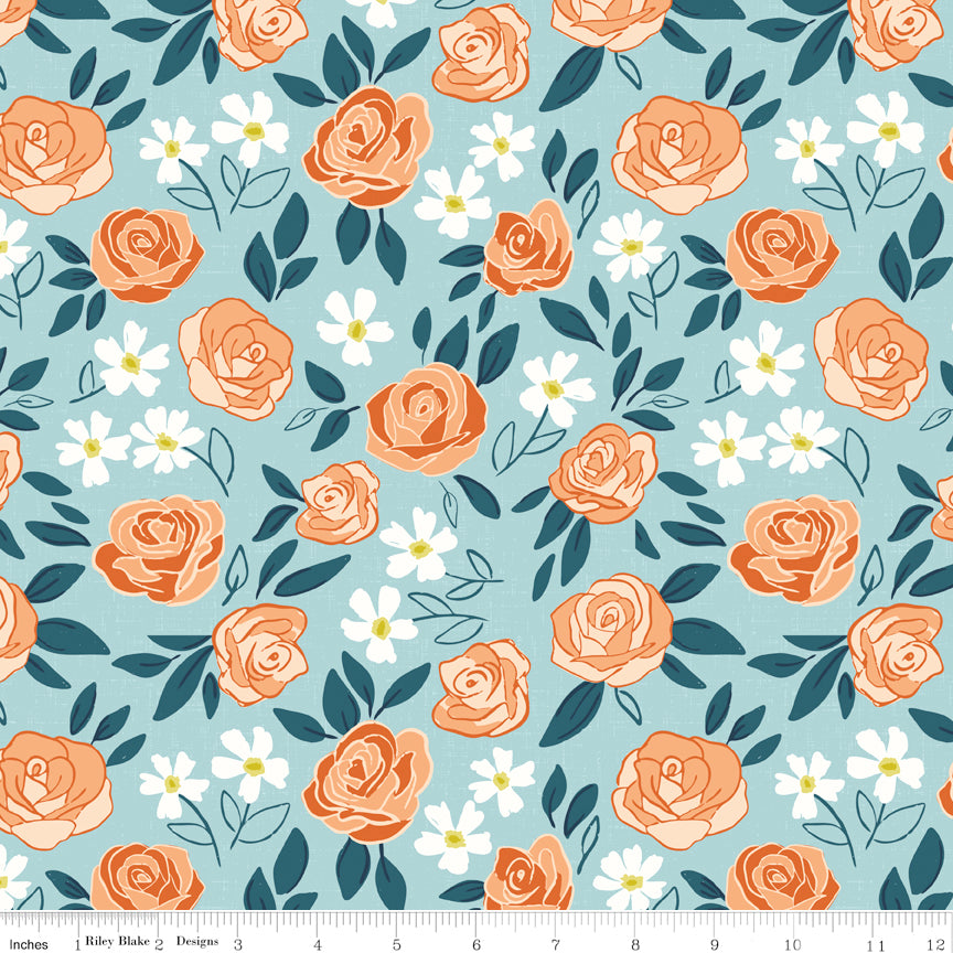 Homage Main Aqua Sold In 1/2 Yard Increments Cut Continuously