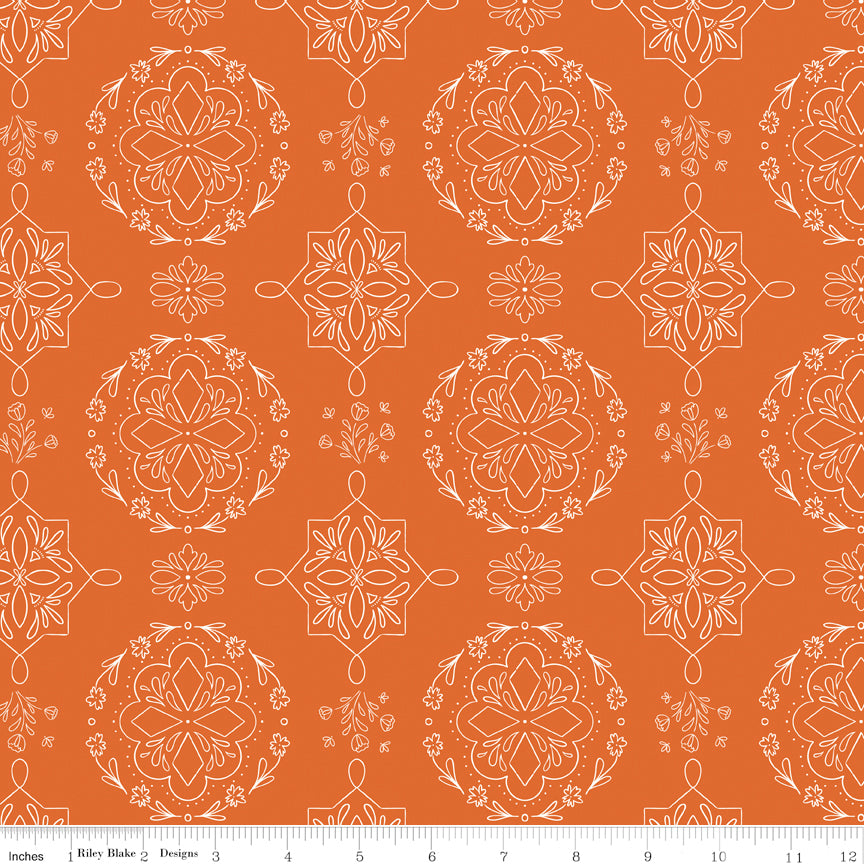 Homage Doilies Pumpkin Sold In 1/2 Yard Increments Cut Continuously