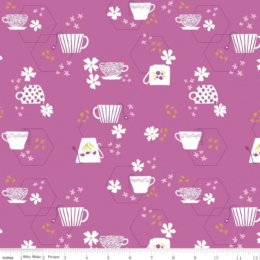 Homage Tea Time Fuchsia Sold In 1/2 Yard Increments Cut Continuously