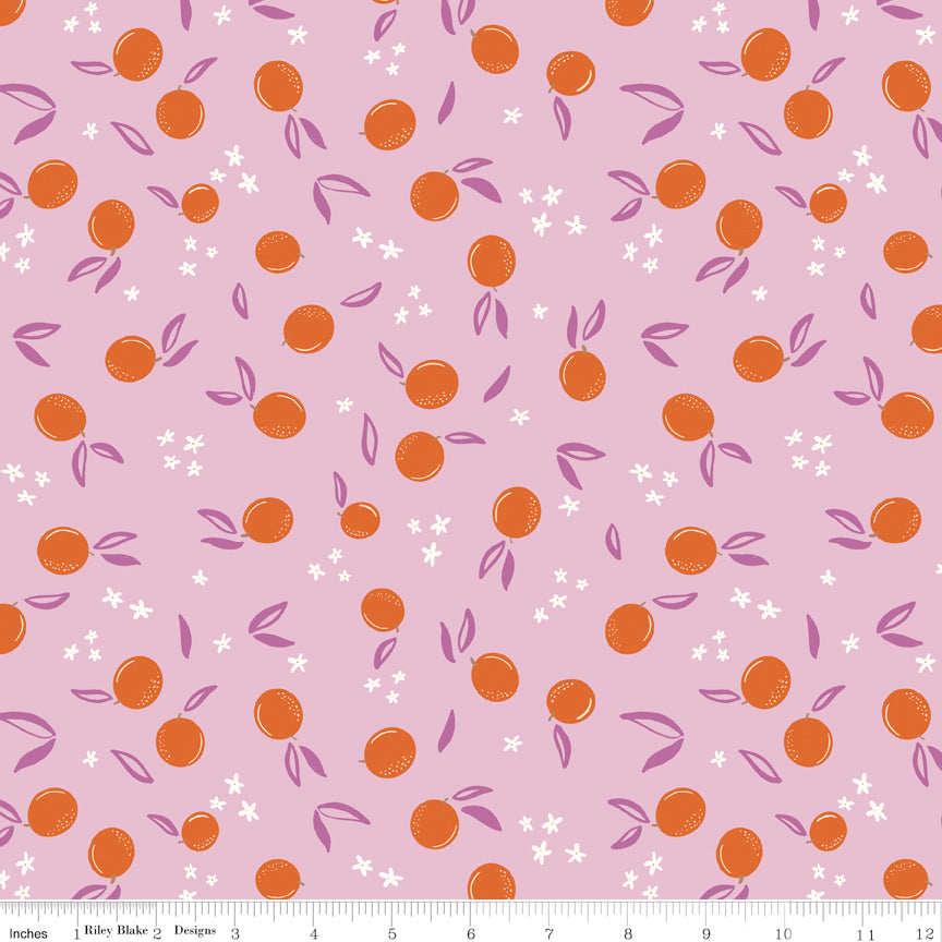 Homage Oranges Lavender Sold In 1/2 Yard Increments Cut Continuously