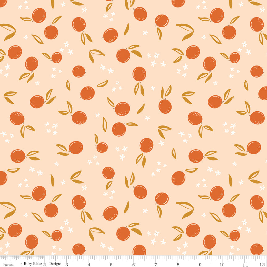 Homage Oranges Shell Sold In 1/2 Yard Increments Cut Continuously