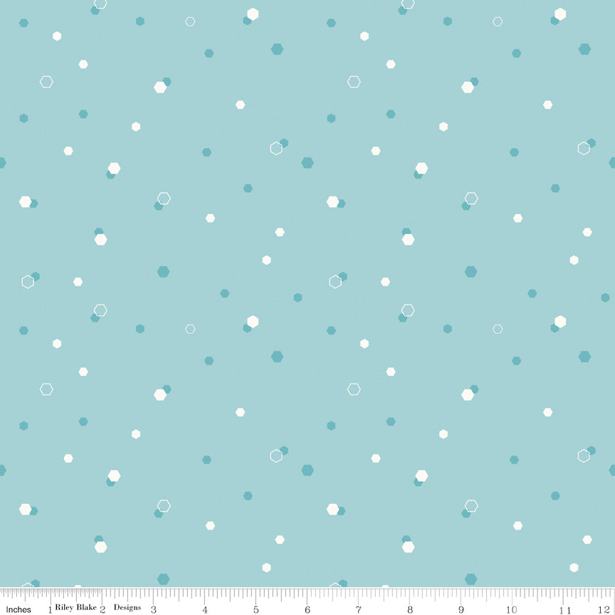 Homage Hexi Aqua Sold In 1/2 Yard Increments Cut Continuously