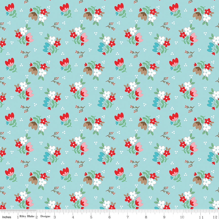 Whimsical Woodland Floral Aqua
