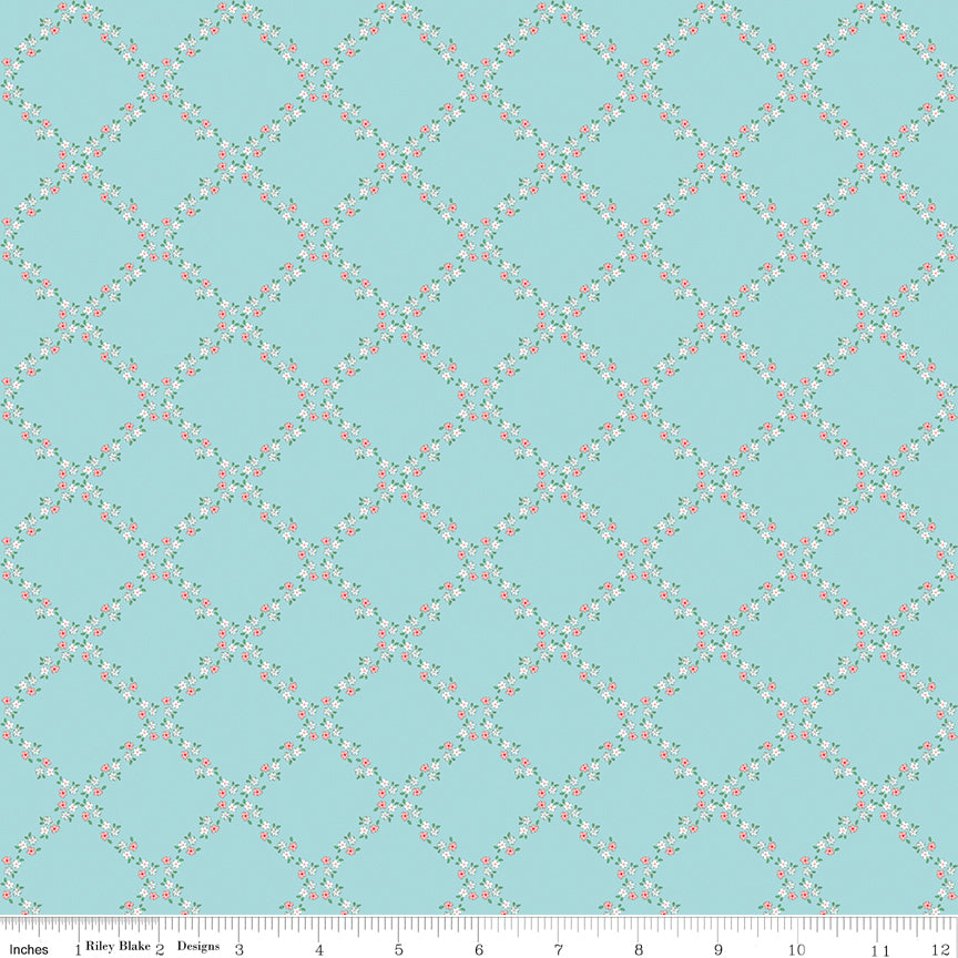 Whimsical Woodland Lattice Aqua