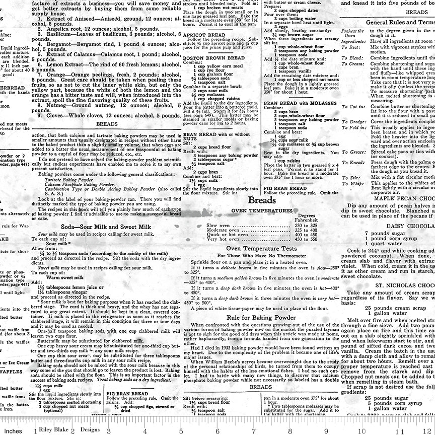 Gingerbread Recipe Text White Gingerbread by J. Wecker Frisch for Riley Blake Designs Sold in 1/2 Yard Increments