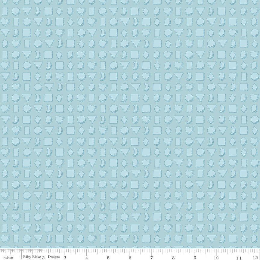 Gingerbread Tiny Cookies Blue Yardage by J. Wecker Frisch for Riley Blake Designs Sold in 1/2 Yard Increment