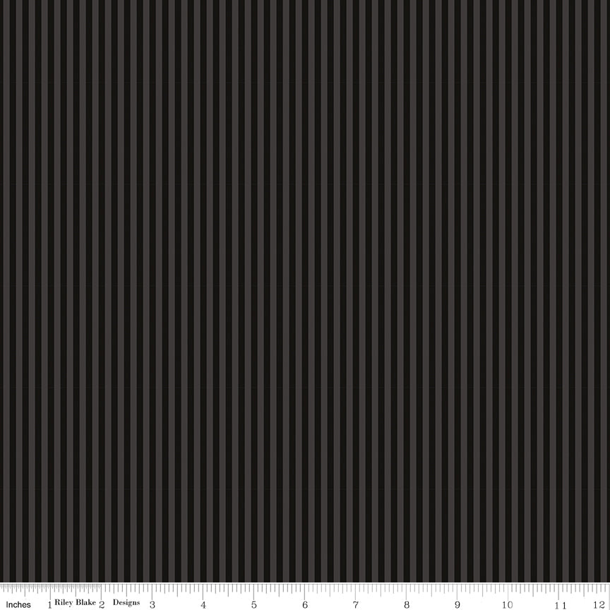 Stripes 1/8" Tonal Stripe Black Yardage - C500-Black By Riley Blake Designs Sold in 1/2 Yard Increments