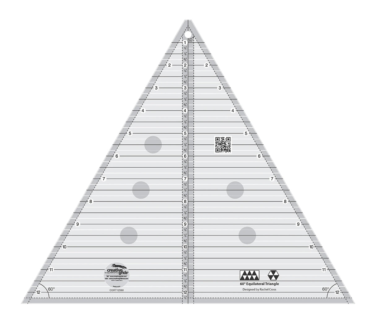 Creative Grids 60 Degree Triangle 12-1/2in Quilt Ruler - CGRT12560