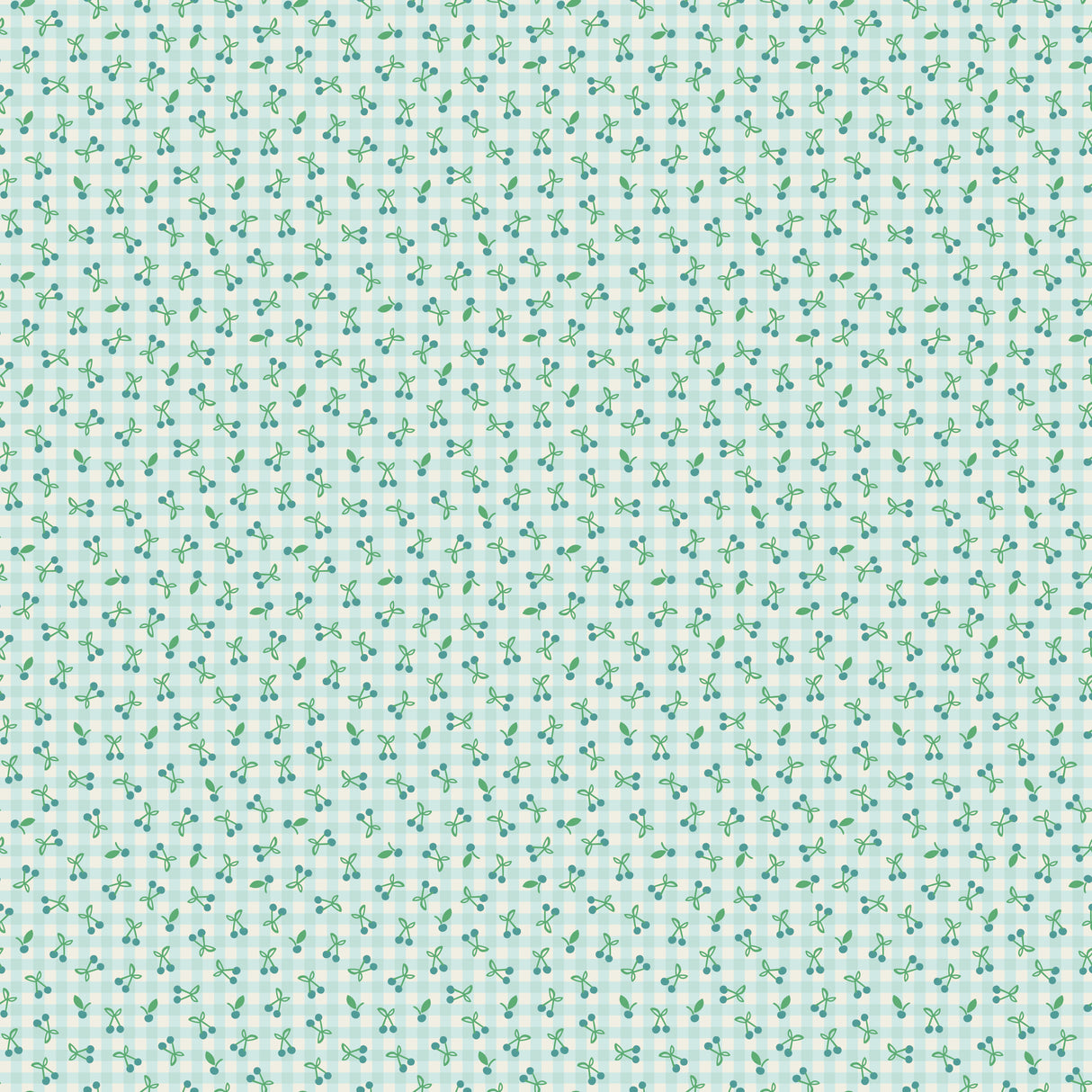 Farmhouse Fancy Cherry Pie Teal Yardage FH25969 by Elea Lutz for Poppie Cotton Sold in 1/2 yard increments cut continuously