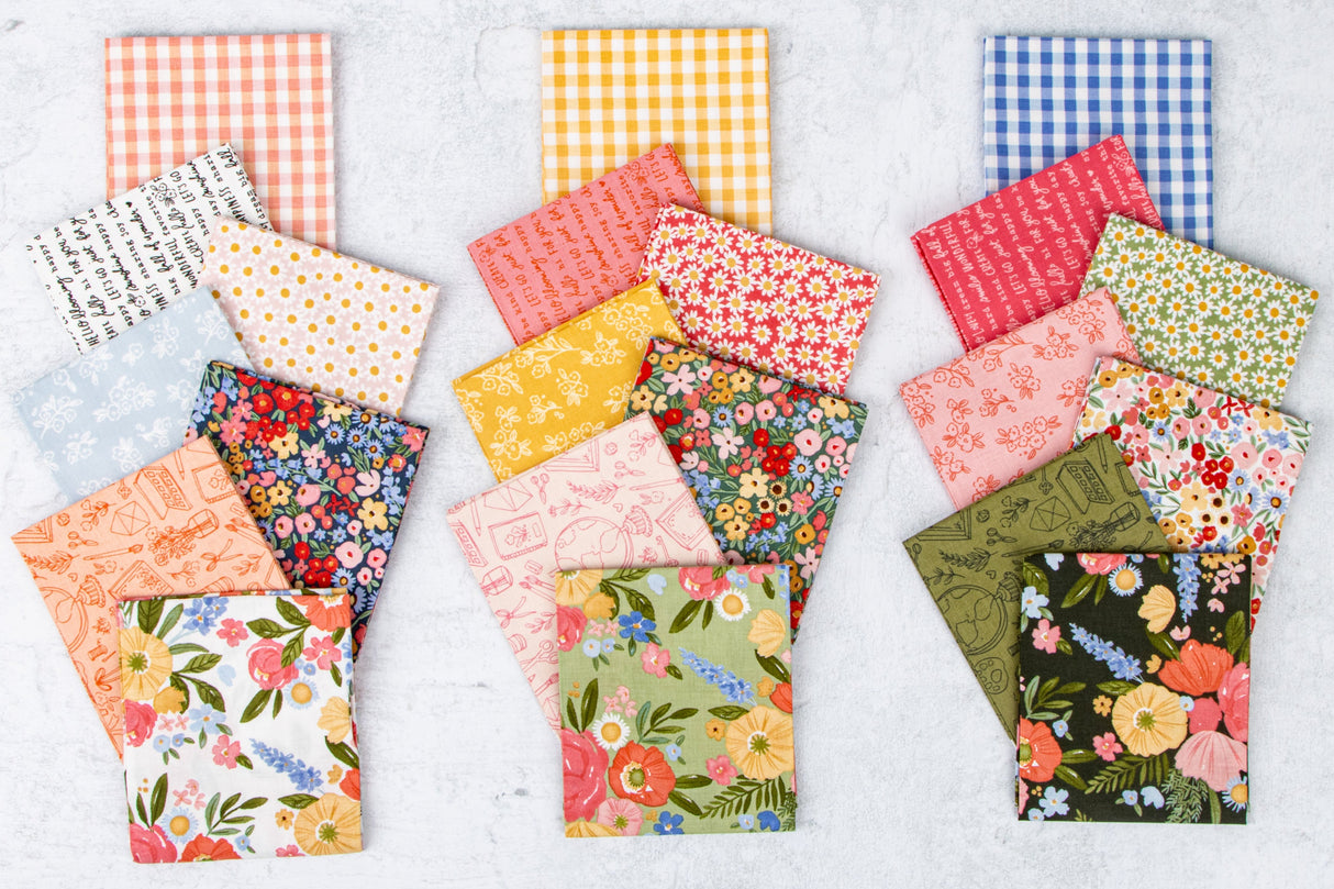 Floral Charms Fat Eighth Bundle includes 21 Fat Eighths by Kelsey Carlson Custom Cut By Starlit Quilts