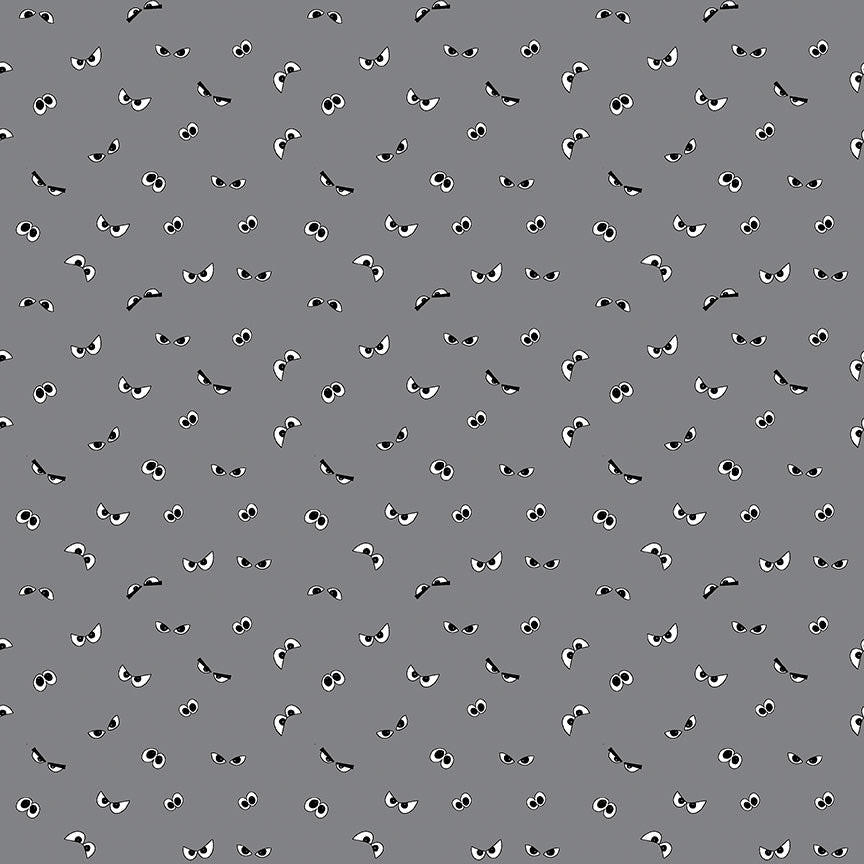 Spooky Hollow Eyeballs Gray by Melissa Mortenson for Riley Blake Designs Sold In 1/2 Yard Increments Cut Continuously