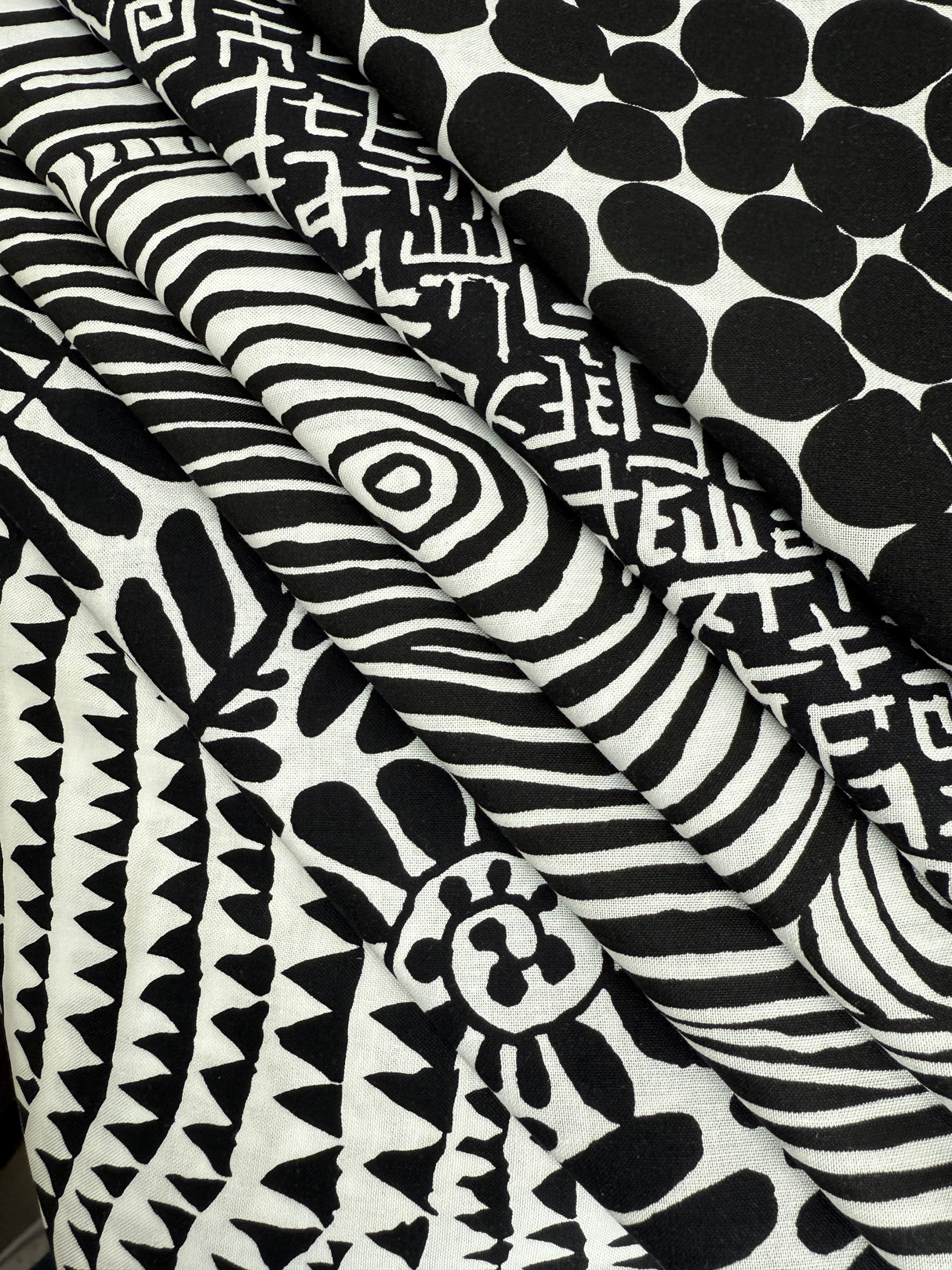 Kaffe Black and White Bundle of 6 1/2 yard prints from Kaffe Fassett for FreeSpirit Fabrics