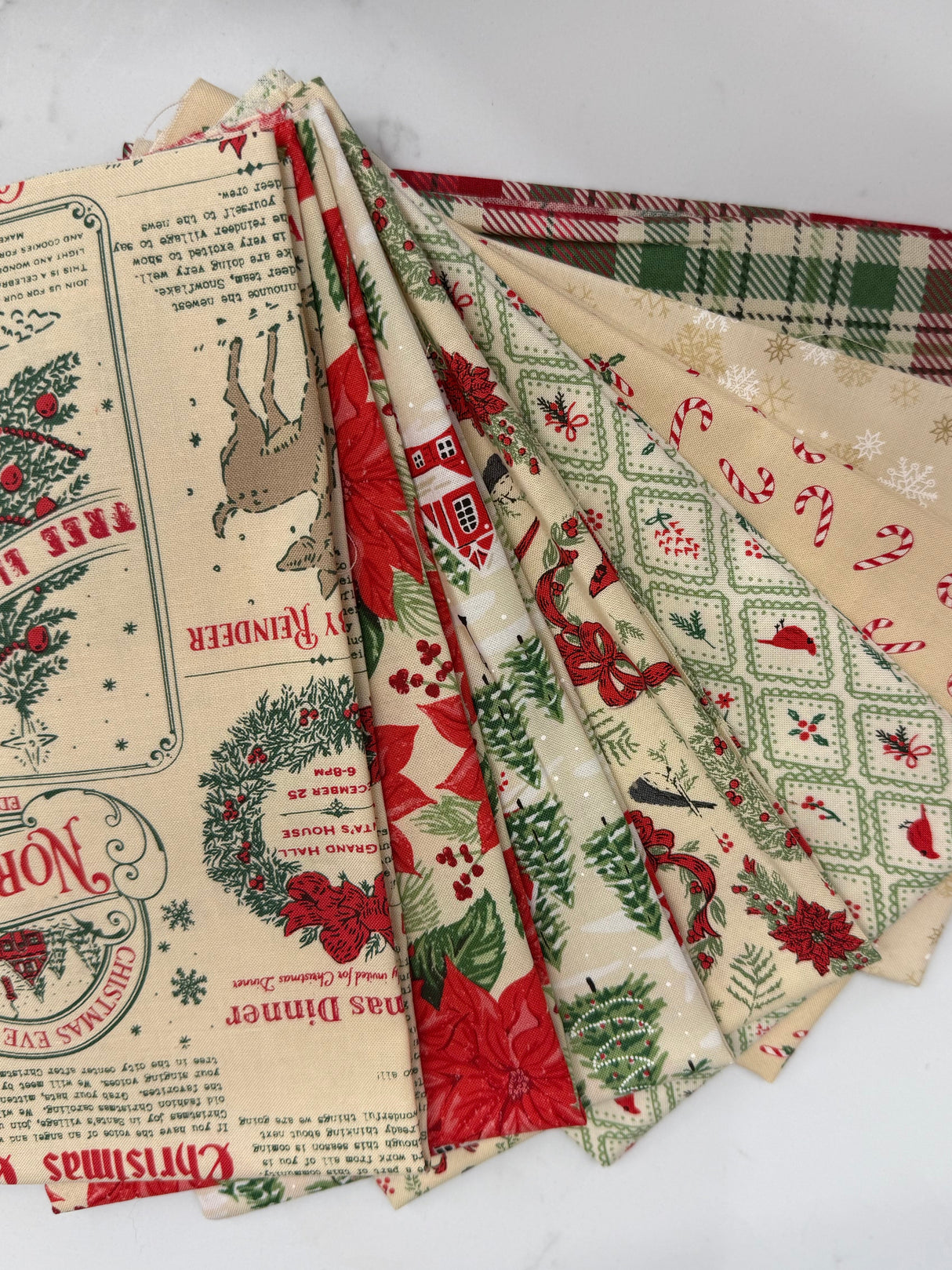 Holiday Cheer Natural Colorway Bundle 8 Fat Quarters